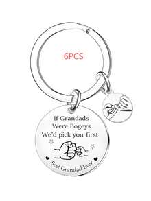 1PC/6PCS/12PCS/24PCS I Love You Grandpa Cartoon Bear Holding Hands Keychain, Grandfather Keyring Father's Day Gift, Best Hero Keepsake For Granddaughter And Grandson - Silver - View 12