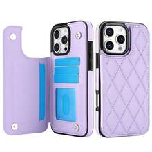 WEFOR 錢包手機殼，適用 Galaxy S26 S25 S25 S24 S23 S22 Ultra Plus S25EDGE 24 FE，多卡槽設計，磁吸扣，附支架，防震保護殼，相容 iPhone 17 AIR 16e 16 15 14 13 12 11 Pro Max XR XS MAX，磁吸設計，RFID 防盜卡槽，磁吸手機保護殼，防震，中性款 - 紫色 - 查看 14