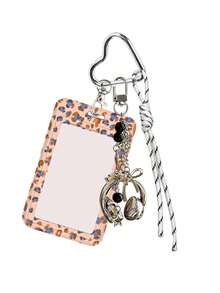 Leopard Print Card Holder Pendant With Star Pendant,Sliding Cover Retractable Card Sleeve,Personalized Fashion Card Holder,Cute Keychain Pendant - Multicolor - View 14