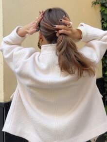 Elegant Loose Fit Women's Winter Jacket, Autumn Style - Apricot - View 7