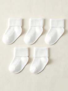 5 Pairs Girls White Ruffle Socks, Vertical Ribbed Sweet Elegant Princess Socks, Versatile Dance Socks - White - View 1