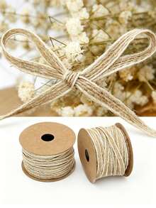 Natural Vintage Jute Rope Gift Wrapping Ribbon Bow Handmade Burlap Rope Coarse Linen Cloth Party Wedding Decoration Supplies, Christmas Valentine's Day - Multicolor - View 1