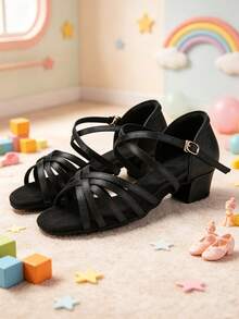 Girls' Latin Dance Shoes Low Heel Practice Dance Shoes Ballroom Dance Shoes Social Dance Beginner - Black - View 3