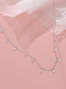1 Stück S925 Sterling Silber zarte elegante Süßwasser-Tränen-Anhänger Halskette für Frauen, mit Strass besetzt, minimalistisches Nischen-Luxus-romantisches Design, modisches ästhetisches Halsaccessoire, durchdachtes Geschenk für Liebhaber, Freunde, Geburtstag, Jahrestag, Feiertag - Diamant - Übersicht 6