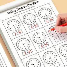 Lachilly Children's Learning Time Recognition Exercise Book, Telling Time Clock Learning Workbook, Draw The Time Educational,Write The Time To Nearest Minute, Kindergarten Math Practice, Classroom Homeschool Teacher Must-Haves, Time-Telling Learning - Multicolor - View 1