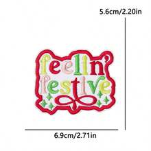 1 Pc Western Country Christmas Embroidered Iron On Patch, Cowboy Rodeo Santa Xmas Tree Cactus Pink Truck Car Bow Applique, Sew On Decor Patch For Denim Jacket Jeans Backpack Hat, Festive Holiday DIY Clothing Craft Gift - Multicolor - View 21