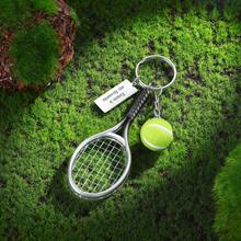 1pc Personalized Tennis Racket And Tennis Ball Keychain, Mini Realistic Tennis Ball Keychain, Customizable Name, Suitable For Tennis Enthusiasts Unisex Gift And Car Key Pendant, Sports-Themed Gift For Tennis Lovers, Players, Coaches And Fans. - Multicolor - View 6