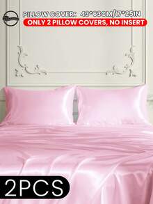1pc/2pcs Satin Pillowcase, Silk Pillowcase For Hair And Skin Care, Luxurious Silky, Super Soft And Breathable, No Filling, Machine Washable, Autumn Decor, Autumn Home Decor - Girly Pink - View 20
