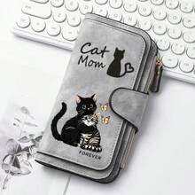 Women's Retro Cat Print Wallet And Coin Wallet, Suitable For Travel, Zipper Closure Wallet Gifts For Mothers, Partners, And Friends (Valentine's Day, - Multicolor - View 14