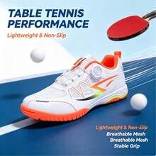 2026 New Professional Table Tennis Shoes For Youth Students Competition Training Badminton Shoes Breathable Non-Slip Tennis Shoes White & Orange - 611-white Orange - View 2