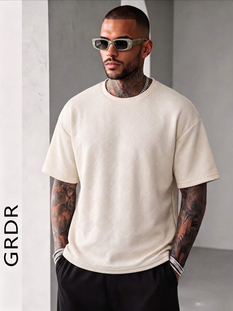 GRDR Men's Fashionable Solid Color Crew Neck Short Sleeve T-Shirt | Exquisite Design | Summer Essential | Easy To Match | Showcase Your Style