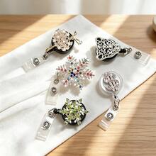 1PC/2pcs/4pcs Rhinestone Leopard Head Retractable Badge Reel Keychain, Adjustable Length, Hard Shell ID Holder Clip For Bus Card, ID Card, Work Badge, Student ID, Exhibition Pass, Event Party ID Card Holder - Leopard Head - View 10