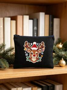 1pc Sweet & Playful Fabric Rectangular Makeup Bag, Embossed Bow Pattern With Label Patch, Zipper Closure Large Capacity Storage Bag, Soft Quilted Cosmetic Bag, Portable Organizer, Suitable For Daily Use, Travel, Bedroom And Back To School - Multicolor - View 17