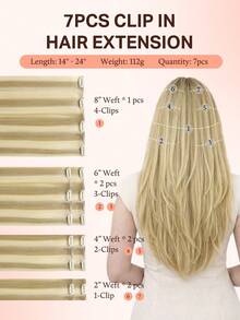 DOORES 100% Human Hair Clip In Hair Extensions, 112g 7pcs 14-24 Inch Light Blonde Highlights, Fast 5 Mins Installation For Daily Wear, Natural Adding Volume To Thin Hair - S16/22A - View 4