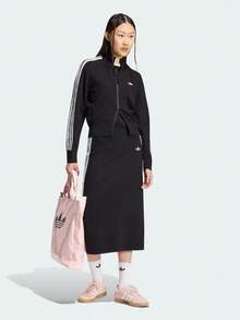 Adidas Originals Women's Zipper Striped Colorblock Long Sleeve Sports Jacket - Black - View 6