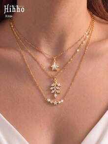 Hihho 3pcs/Set Luxury Style Women's Jewelry Suitable For Daily Commute, Dating, Gift, Party, Holiday Wear - Necklace Set - View 1