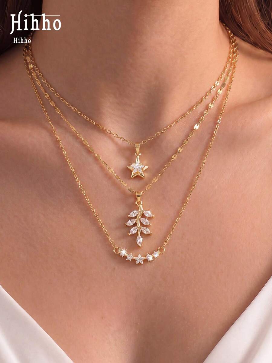 Hihho 3pcs/Set Luxury Style Women's Jewelry Suitable For Daily Commute, Dating, Gift, Party, Holiday Wear - Necklace Set - View 1