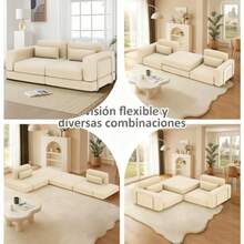 Owii Sofá Cama Doble 180cm con Espuma Viscoelástica - Sofá Modular Convertible 2 Plazas, Diseño Compacto para Salón - Beis - Ver 4