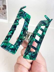 女款祖母綠色醋酸纖維抓夾髮夾，大號 4.1 英吋/10.5 公分，適合粗髮 - 彩色 - 查看 10