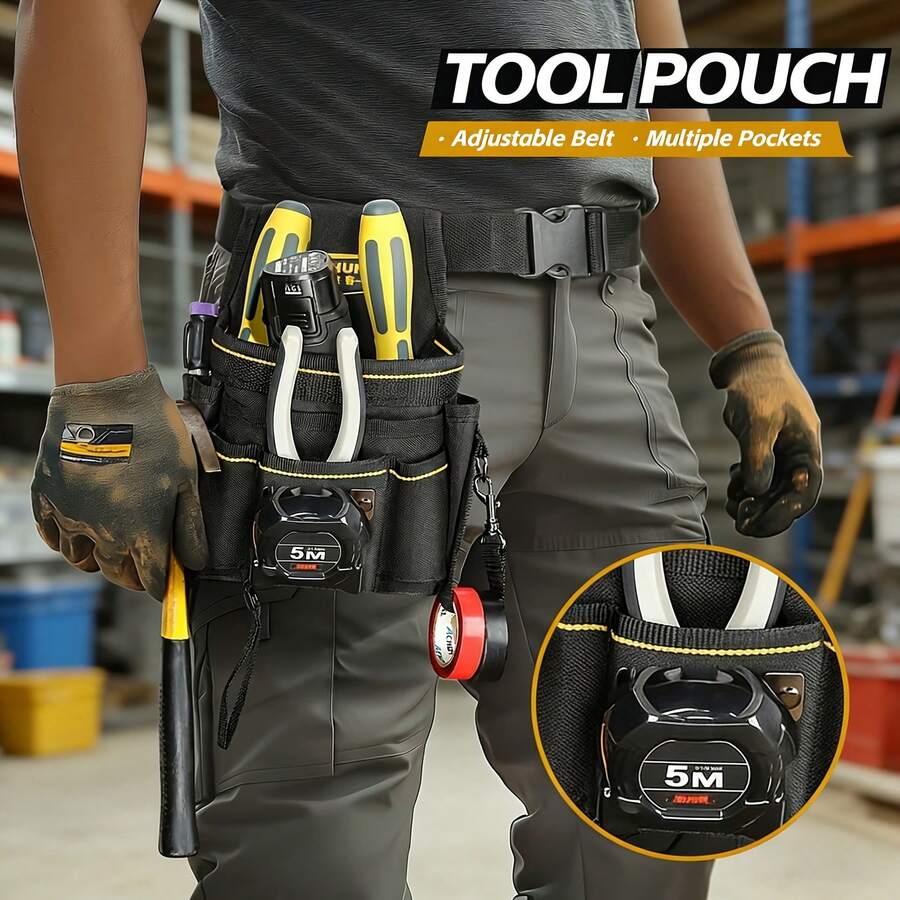 Tool Belt Set, Including Small Tool Pouches, Electrician And Carpenter Tool Pouches With Belt Clips, Men's Gardening Tool Pouches, Tool Belts And Tool Bags - Waist Bag - View 1