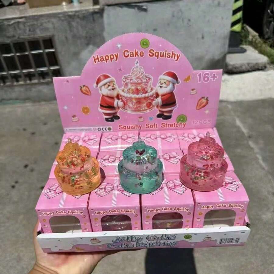 1pc Squishy Cake Christmas Stress Relief Toy, Maltose Squeeze Toy, New Hot-Selling Cross-Border Product - Multicolor - View 1