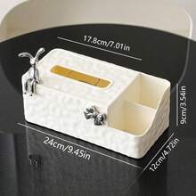 2-In-1 Multifunctional Tissue Box With Remote Control Holder, Luxury High-End Paper Towel Dispenser Storage Box - Multicolor - View 8