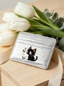 Credit Card Holder Small Wallet Women, Black Cat Leave,Coin Wallet Portable Card ID Card,Slim Pocket,Large Capacity,Birthday, Anniversary, Couples - Multicolor - View 7