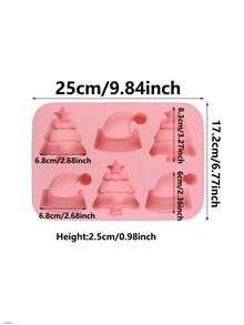 1pc Christmas Tree & Santa Hat Shaped Silicone Mold, Kitchen Home Baking Mousse Cake Chocolate Pudding Mold, Can Make Chocolate, Candy, Cake, Pudding, Ice Cubes, Jelly, Christmas Holiday Home Baking, Party Dessert Table Handmade Mold - Multicolor - View 2