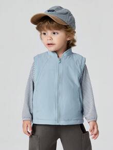 mini bala Chaleco unisex para bebé y niños, cálido, grueso, suave, holgado y versátil, para usar como prenda interior y exterior, otoño e invierno - gris azul - Ver 1