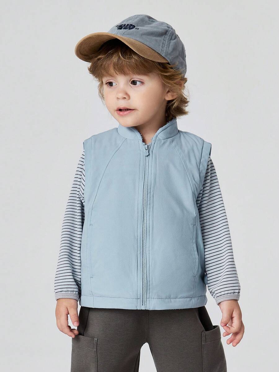 mini bala Chaleco unisex para bebé y niños, cálido, grueso, suave, holgado y versátil, para usar como prenda interior y exterior, otoño e invierno - gris azul - Ver 1