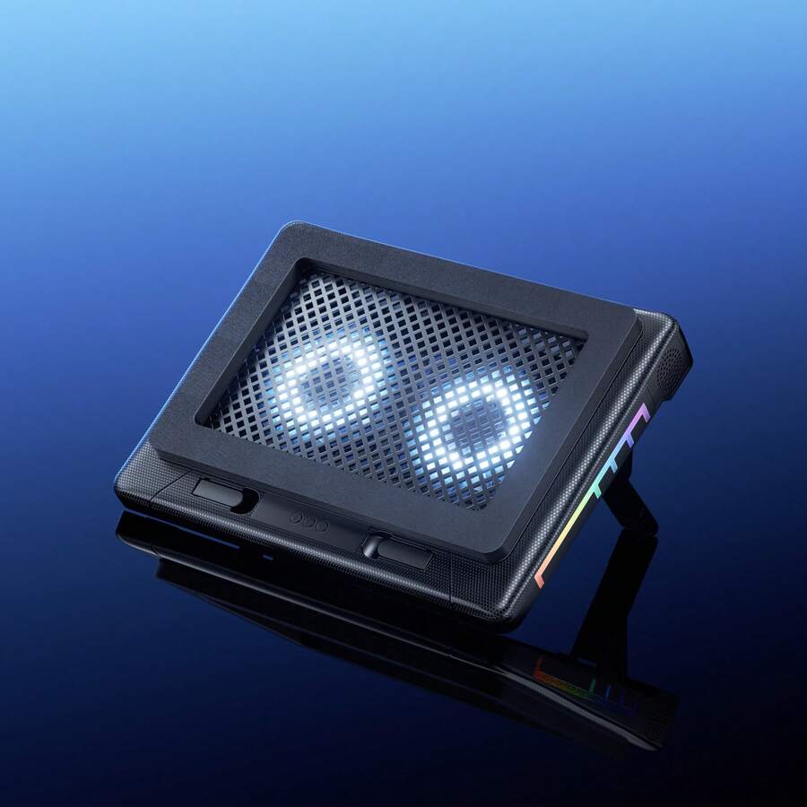 Llano V22 Laptop Cooling Pad Versi Dasar, Pengisian Daya USB, Pencahayaan RGB, Pendinginan Cepat, Cocok Untuk Laptop 13,3-17,3 Inci