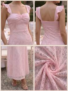 Elegant Party Romantic Party Lace Party Holiday Date Cocktail Wedding Guest Travel Graduation Prom All Season Bridesmaid Dress - Pink - View 3