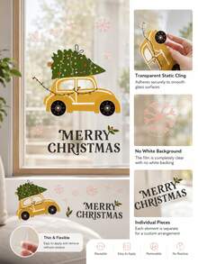 SUPSTICKER Christmas Car Window Stickers, Holiday Snowflake Glass Decals, 4 Styles, 23.65x32.5cm, Home Window Decor - Car - View 11