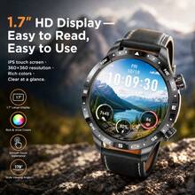 JIAYAOO Men's Smart Watch With LED Flashlight, Compass, Altimeter, Outdoor Fitness Tracking Watch, Supports Route Tracking, 1.7-Inch Large Screen, Wireless Calling, 1000mAh Battery, 100+ Sports Modes, IPX8 Waterproof, Suitable For Running, Hiking, Cycling - View 3