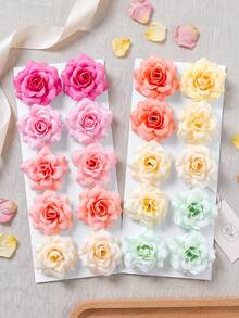 10/5pcs Multi-Color Artificial Rose Flower Hair Clips, Durable & Gentle On Hair, Sweet & Cute Hair Accessories For Women And Girls, Suitable For Daily Wear, School, Party, Vacation - Multicolor - View 6