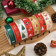 Christmas Print Ribbed Ribbon, Multi-Pattern Holiday Gift Wrapping Fabric Tape For Handmade Bow Decoration, Suitable For Gift Box Packaging, Floral Decoration, Handmade DIY Crafts, Christmas Tree & Wreath Matching, Baking Packaging: Bundling Cookies, Candy & Dessert Bags, Decorating Holiday Baking Gifts And More - Multiple Styles - View 4
