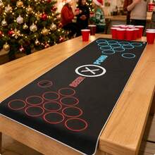 Christmas Party Beer Pong Game Table Mat, Beer Pong Cup Game Mat - Multicolor - View 3
