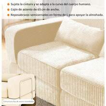 Owii Sofá Cama Doble 180cm con Espuma Viscoelástica - Sofá Modular Convertible 2 Plazas, Diseño Compacto para Salón - Beis - Ver 6