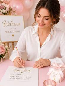 1-50pcs Mini Heart-Shaped Gold Foil Pencils With Erasers, 4inch/10cm Mini HB Hexagonal Golf Pencils With 1 Pencil Sharpener, Gift For Wedding (Pimk) - Pink - View 7