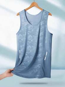 3pcs Men's Sleeveless Sports Tank Tops, Lightweight & Soft, Graphic Print Pattern, Suitable For Sports, Running, Training And Casual Wear Summer - Grey - View 5