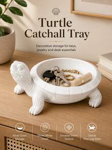 White Turtle Storage Tray, Entryway Key Holder, Nordic-Style Desktop Decorative Ornament, Non-Food Contact - Multicolor - View 2