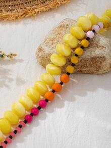 OABE Set Kalung Manik-Manik Dopamin Warna-warni Gaya Bohemian 2pcs/Set, Gaya Berlapis, Cocok untuk Pemakaian Sehari-hari Wanita - MultiWarna - View 3