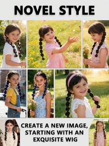 1pc Kids Bubble Braid Ponytail Hair Extension With Elastic Hairband, Soft Colorful Synthetic Hair, Easy To Wear No Damage Hair Piece, Suitable For Girls Holiday Cosplay Party, Halloween - Multicolor - View 8
