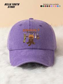 1pc Spooky Season Halloween Pattern Baseball Cap, Lightweight & Comfortable All-Season Wear, Versatile Outdoor Sports Hat, Vintage Washed Cap - Suitable For Daily Outings And Streetwear, Halloween Gift Decorative Hat - Spooky Season - View 2