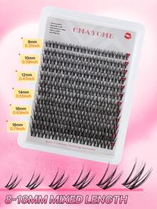 144pcs DIY At‑Home Lash Clusters Extension Set, Wispy Soft Individual False Eyelash Clusters Mixed Length, Ultra‑Thin Lash Band, Complete Kit With Lash Bond Seal Glue, Eyelash Tweezers & Lash Brush, Reusable Segmented Lashes For Daily Party Makeup - White - View 3