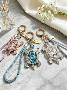 Women's Rhinestone Sea Turtle Keychain/Bag Charm With Faux Diamond Strap – Perfect Accessory For Handbags And Car Keys; An Ideal Holiday Gift - Multicolor - View 6