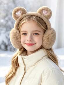 4pcs Foldable Bear Earmuffs For Winter Warmth, Cute Cartoon Plush Windproof Ear Warmers For Students. - Multicolor - View 5