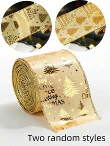 Glitter Christmas Ribbon, Gold & Silver Fabric Ribbon Roll, Can Make Christmas Bows, Suitable For Gift Wrapping, Christmas Tree Decoration, Wreath Making, Gift Packaging, Holiday Home Party Decoration Supplies - A - View 13