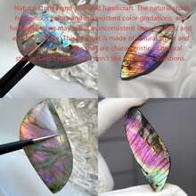 1pc Purple & Pink Glitter Labradorite Pendant, Jewelry, Decor, Natural Polished Labradorite Palm Stone, Desktop Decoration, Home Decor, Holiday Gift - Multicolor - View 15