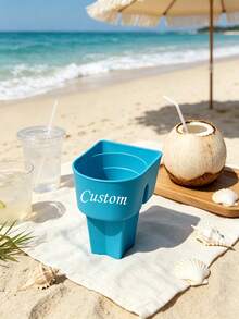 Personalized Beach Cup Holder, Women's Travel Gift, Bachelorette Party Beach Gift, Sand Beverage Holder & Phone Stand, Customized Vacation Essential, Men's Style - Multicolor - View 5
